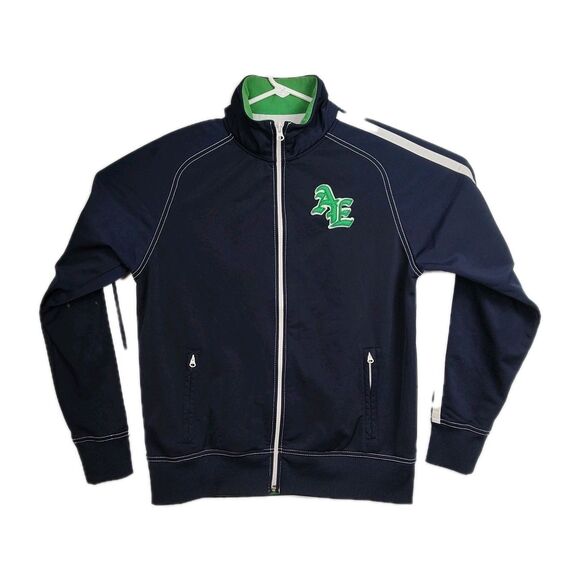 American Eagle Outfitters Other - American Eagle Full-Zip Jacket Men's M Navy Blue Varsity-Style Logo Long Sleeves